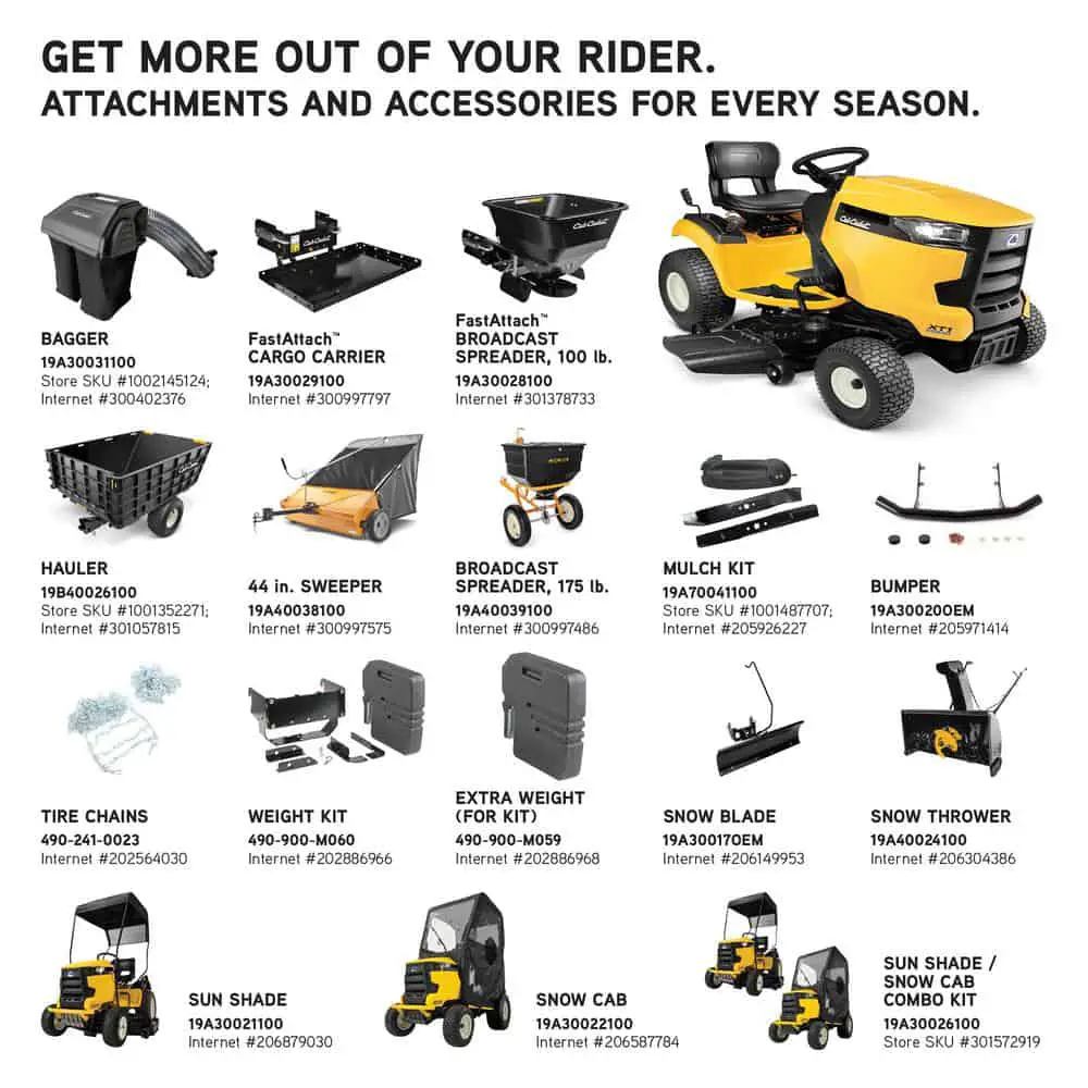 Cub Cadet Riding Mower Accessories